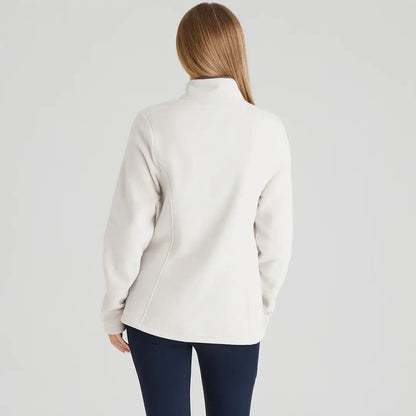 Woman wearing cream-colored Brenna Fleece jacket from Ridgeline Womens Brenna Fleece for country hunting clothing