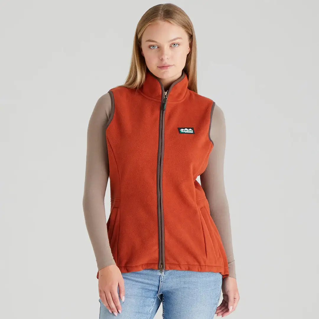Rust-colored fleece vest from Ridgeline’s exceptionally advanced Kodiak Gilet collection