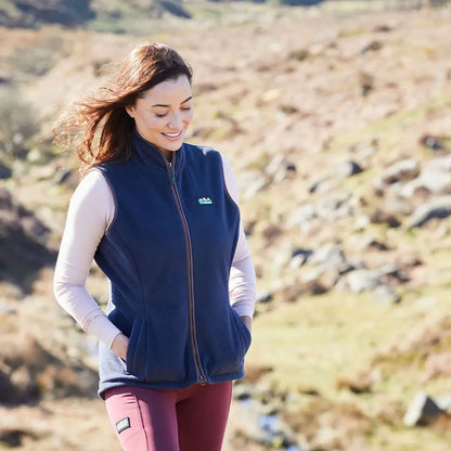 Woman’s navy fleece vest from Ridgeline Womens Kodiak Gilet collection by Advanced Southern Star