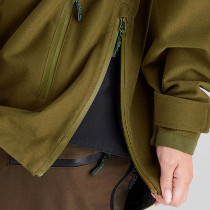 Olive green Ridgeline Womens Monsoon Classic Jacket with zipper for stylish rain protection