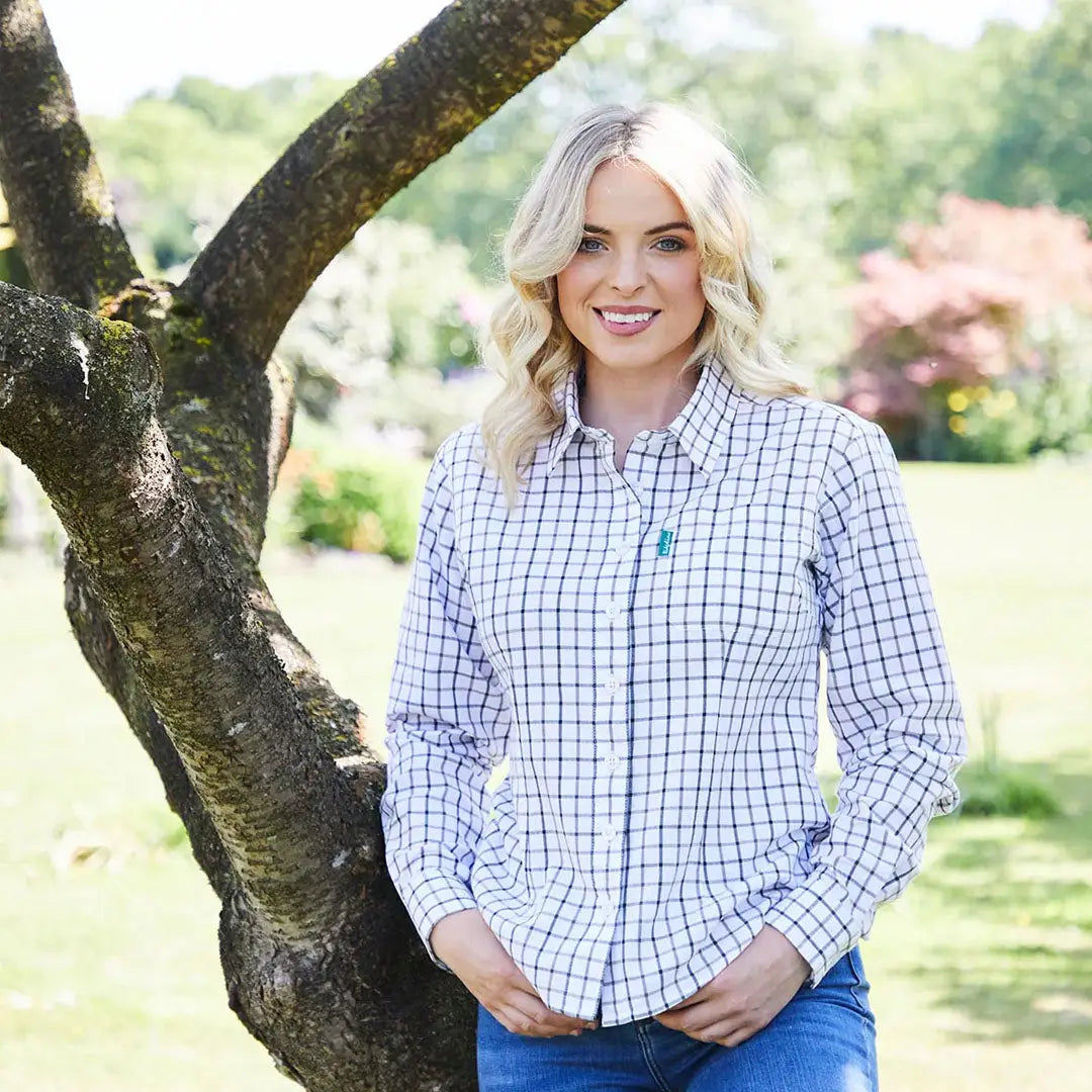 Ridgeline Womens Sedgebrook Shirt featuring a stylish plaid button-down design