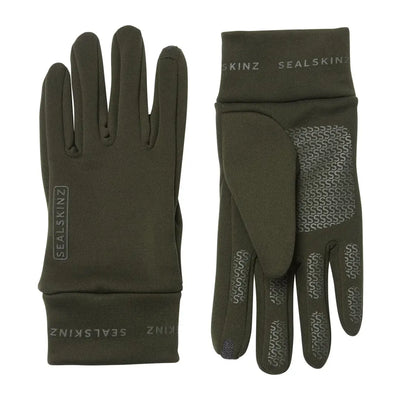 Dark green Sealskinz Nano Fleece Gloves with textured grip for country clothing adventures