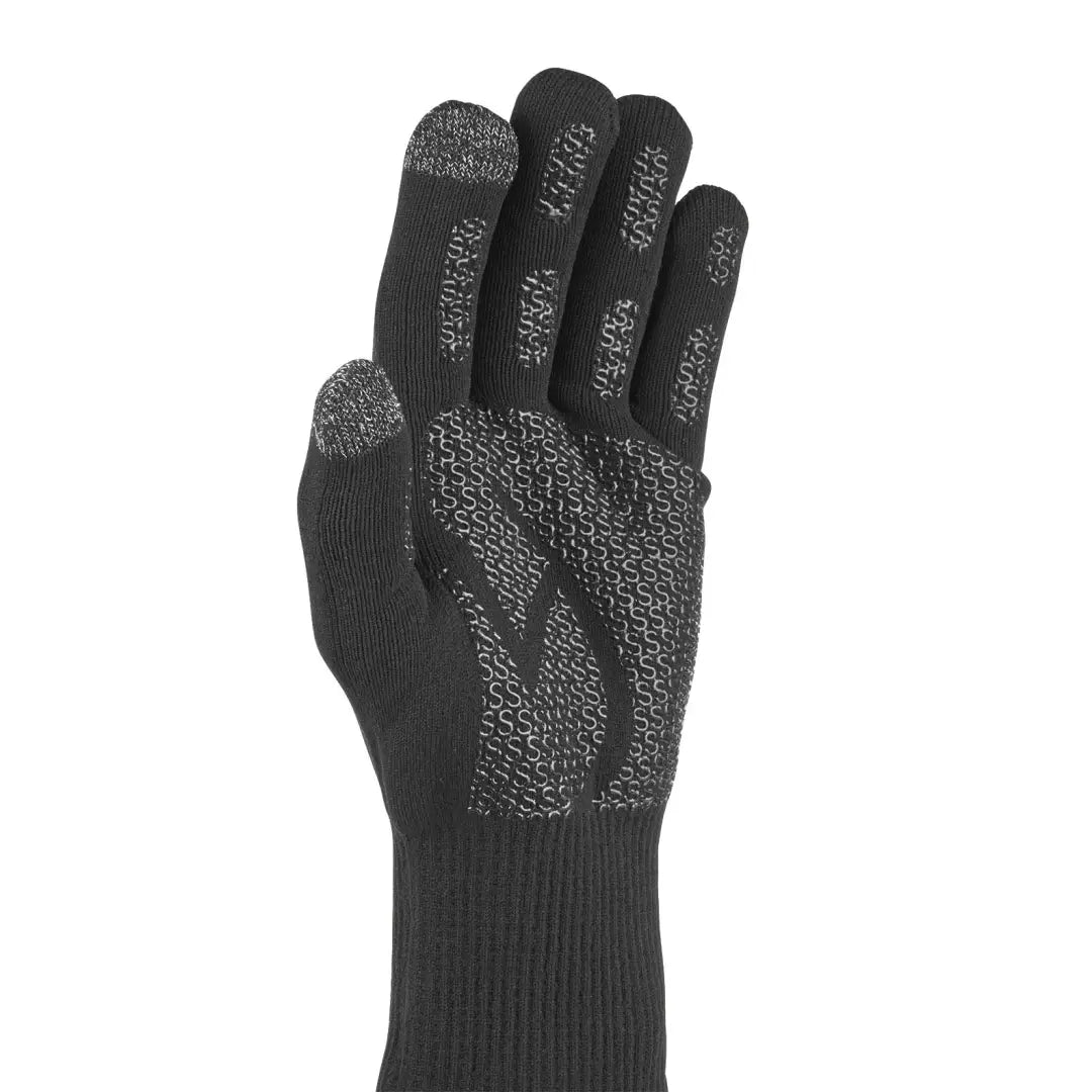 Black Sealskinz Anmer waterproof glove with textured palm for hunting and outdoors