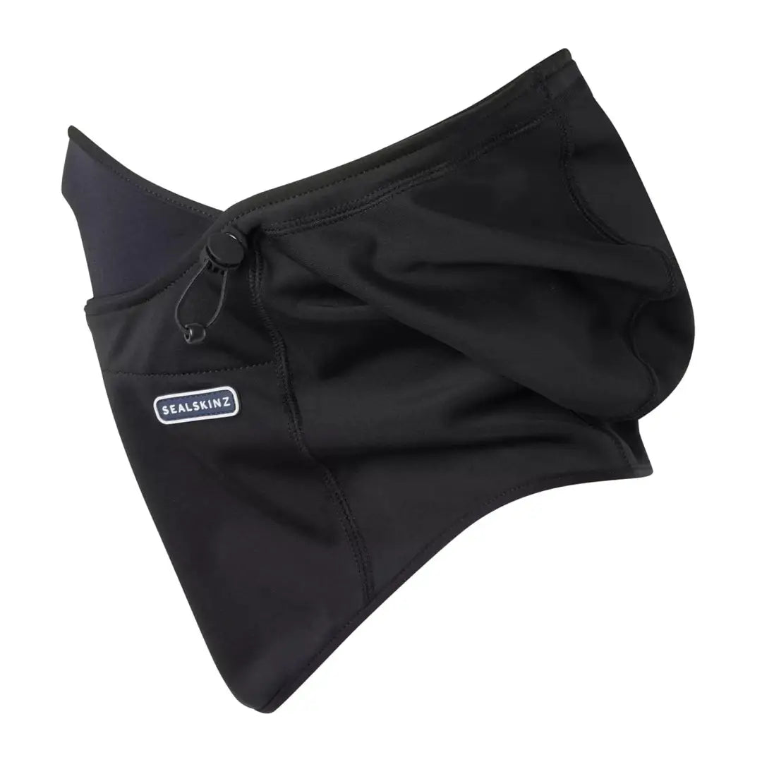 Black Sealskinz Beetley waterproof head gaitor with adjustable drawstring for hunting and country clothing