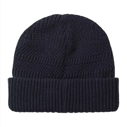 Navy blue knit roll cuff beanie with ribbed cuff from Sealskinz Gressenhall collection
