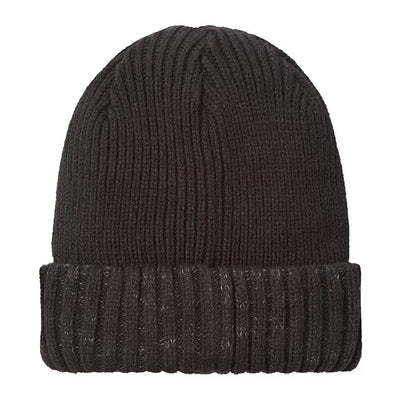 Dark gray knitted beanie with LED roll cuff for cold weather from Sealskinz Heydon