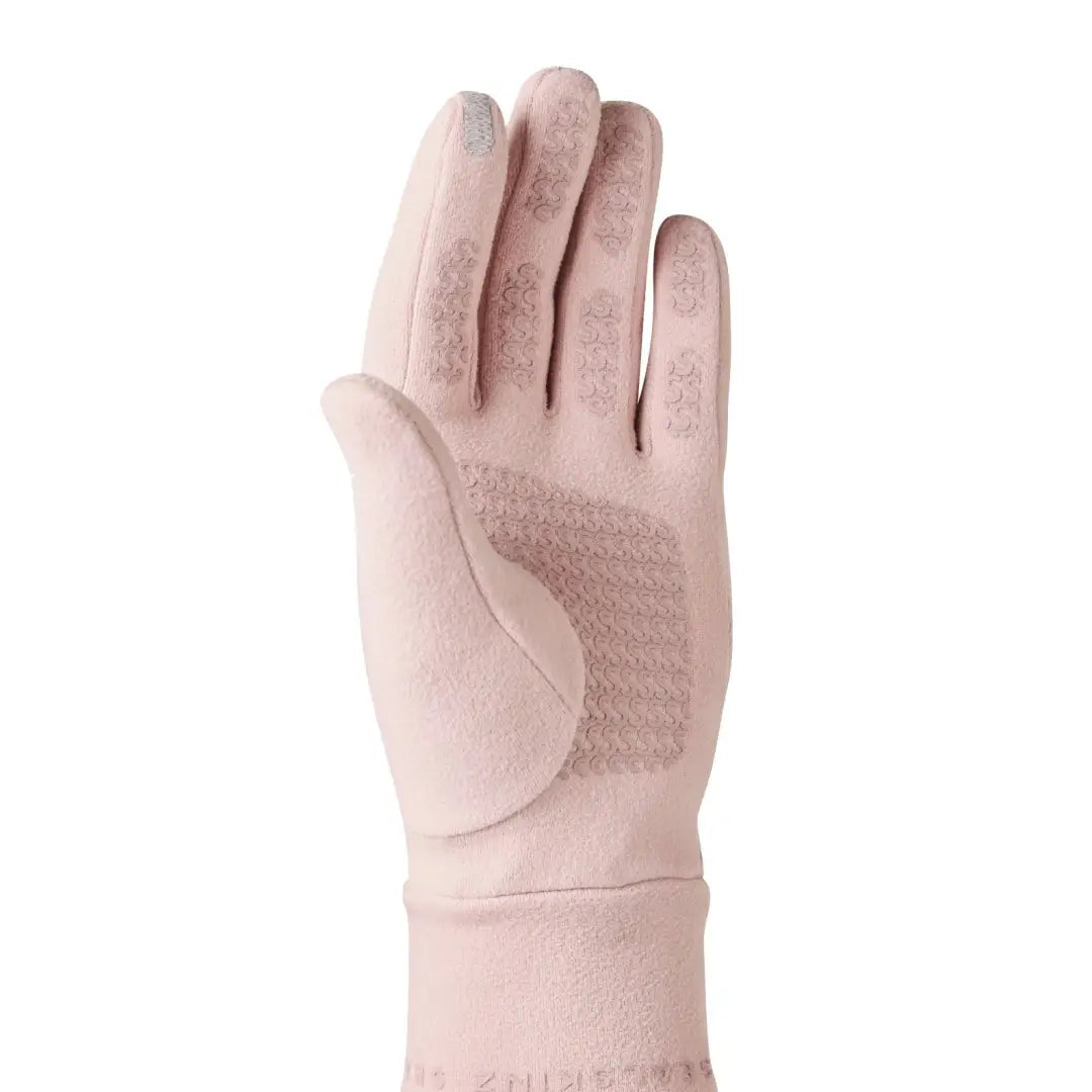 Light pink Sealskinz Lenwade micro fleece glove with textured palm for hunting and country clothing