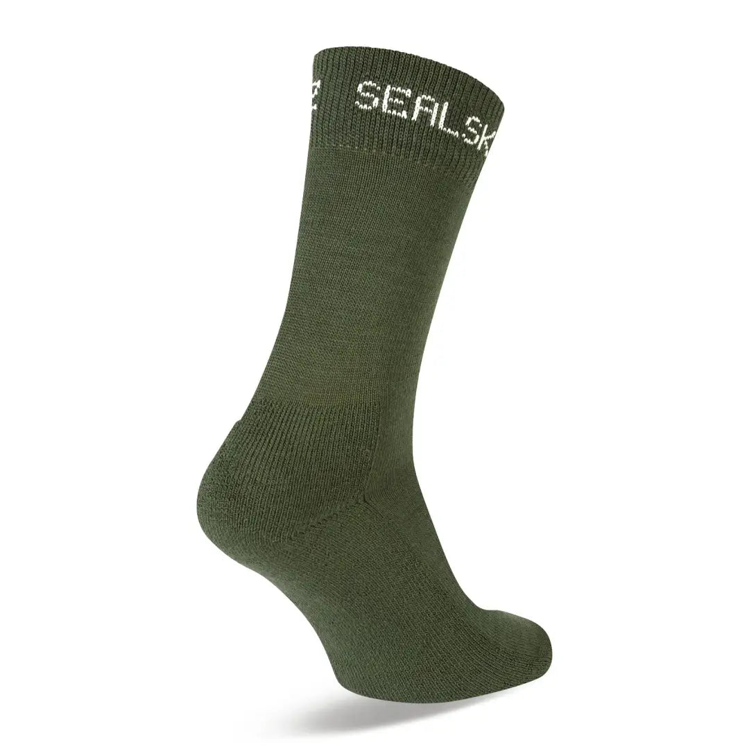 Olive green Sealskinz Suffield Solo Merino Liner Sock for hunting and outdoor country clothing