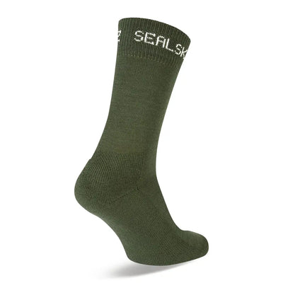 Olive green Sealskinz Suffield Solo Merino Liner Sock for hunting and outdoor country clothing