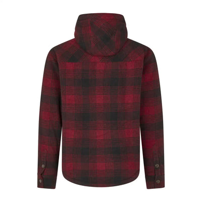 Red and black plaid hooded shirt from Seeland Canada Yukon Jacket for outdoor adventures