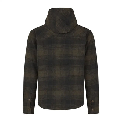 Plaid hooded shirt jacket on Seeland Canada Yukon Jacket, perfect for Yukon adventures