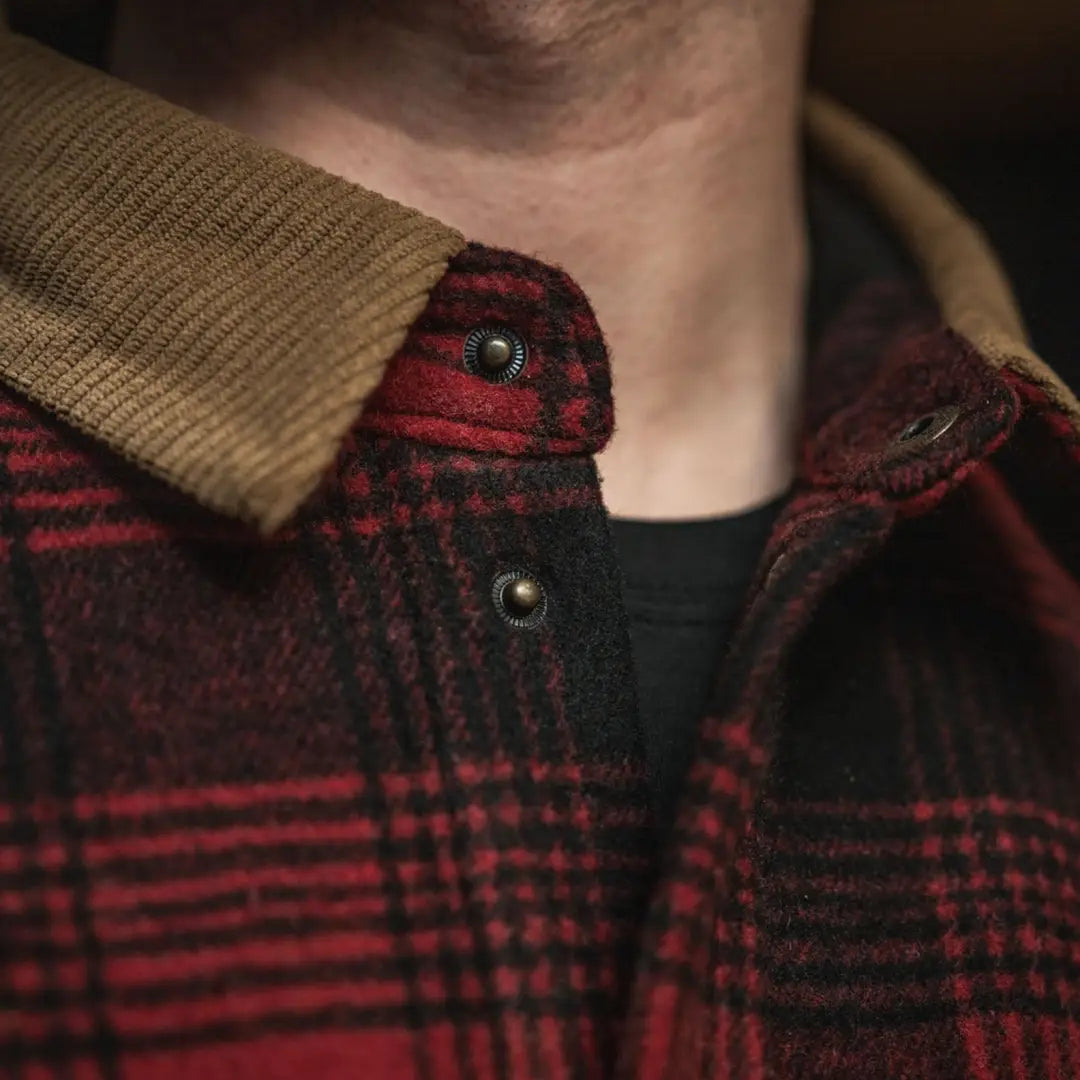 Red and black plaid Canada Yukon shirt with corduroy collar perfect for Yukon shirt fans