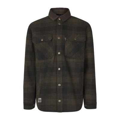 Plaid button-down shirt jacket styled as Canada Yukon Shirt for Yukon look