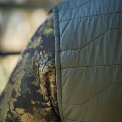 Olive green quilted vest showing Seeland Celsius Heat Liner Waistcoat for warmth