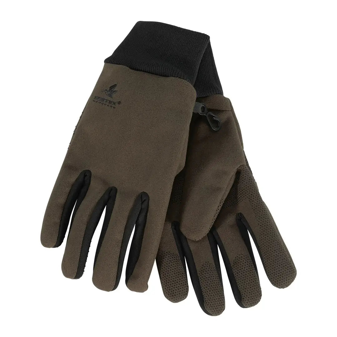 Pair of Seeland Climate Gloves in brown and black showing good grip for country clothing