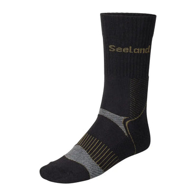 Black field coolmax sock with gray and gold accents from Seeland hunting clothing pack