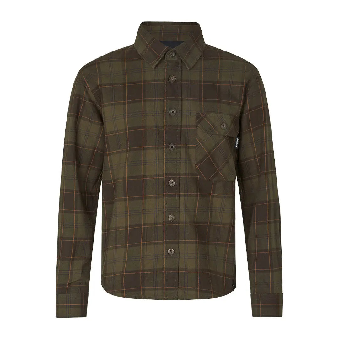 Olive green plaid Seeland Glen Junior Flannel Shirt perfect junior shirt option