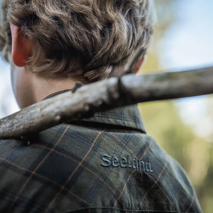 Seeland Glen Junior Flannel Shirt with plaid pattern and stick across shoulders