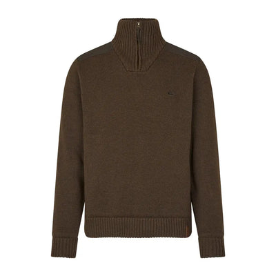 Brown knit half-zip sweater as part of Seeland Haze Windbreaker with seetex® lining
