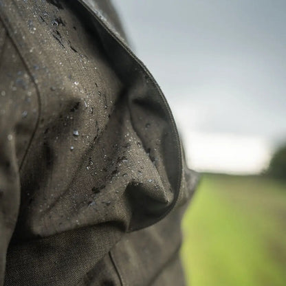 Water-resistant olive-green fabric of Seeland Highpoint Jacket perfect for country hunting gear