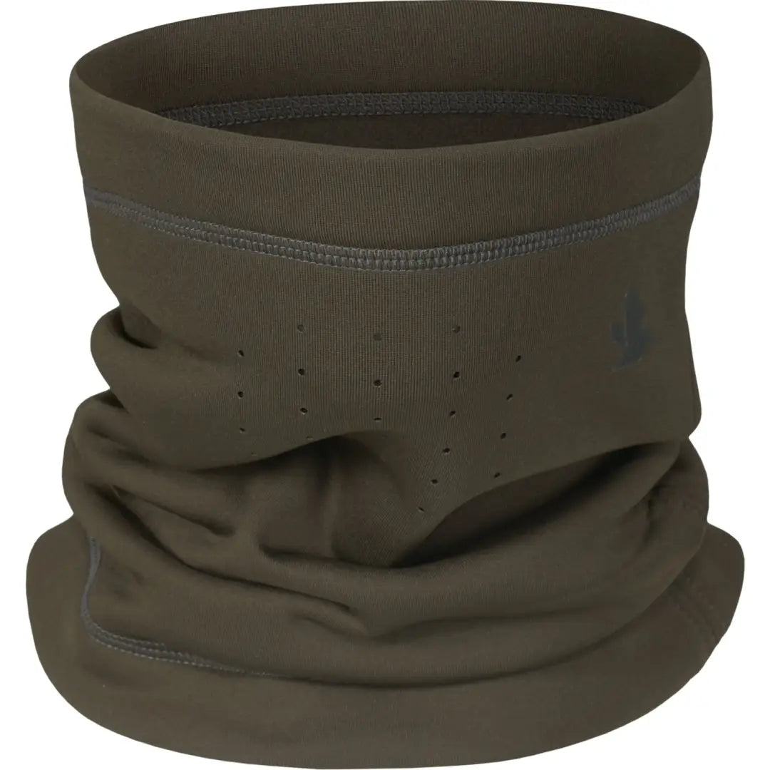 Olive green Seeland Neck Gaiter with perforated holes and warm roll collar for comfy wear