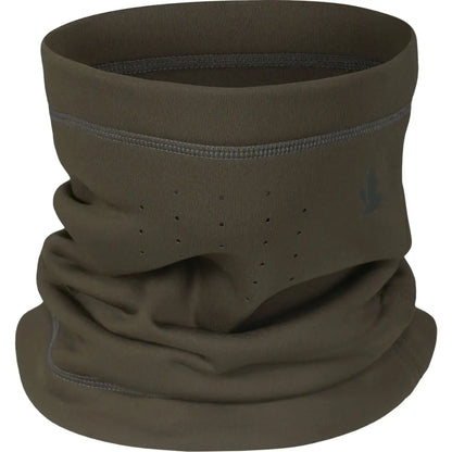 Olive green Seeland Neck Gaiter with perforated holes and warm roll collar for comfy wear