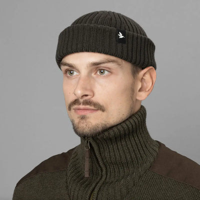 Olive green knit Seeland Norite Beanie perfect for winter warmth and style
