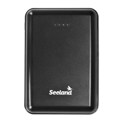 Portable black Seeland Power Bank with LED indicators for on-the-go charging