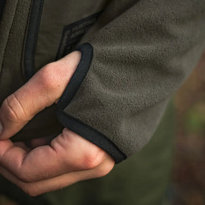 Olive green Rogue Solid Reversible Fleece Jacket sleeve with thumb hole for reversible fleece style