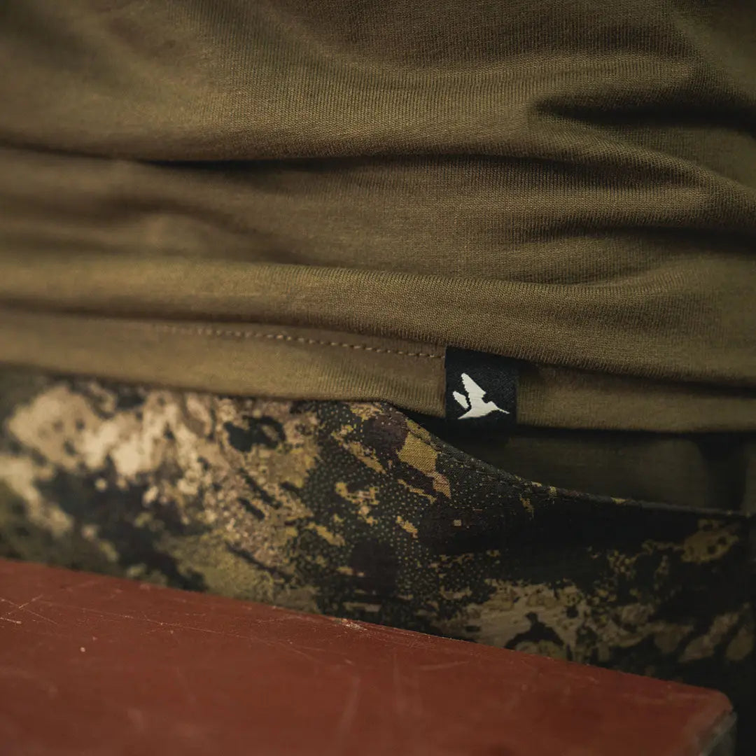 Olive green Seeland Striker T-Shirt with camo accent for hunting and outdoor adventures