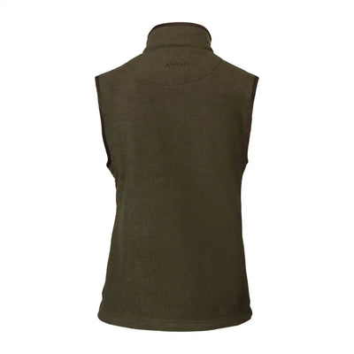 Dark green sleeveless Ivy Fleece Waistcoat with high collar perfect for outdoor adventures