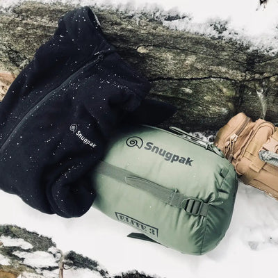 Olive green Snugpak Impact Fleece sleeping bag perfect for camping adventures