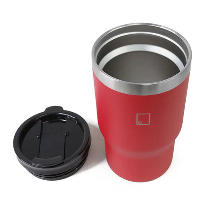 Red Sophos 14oz vacuum mug in stainless steel with black lid