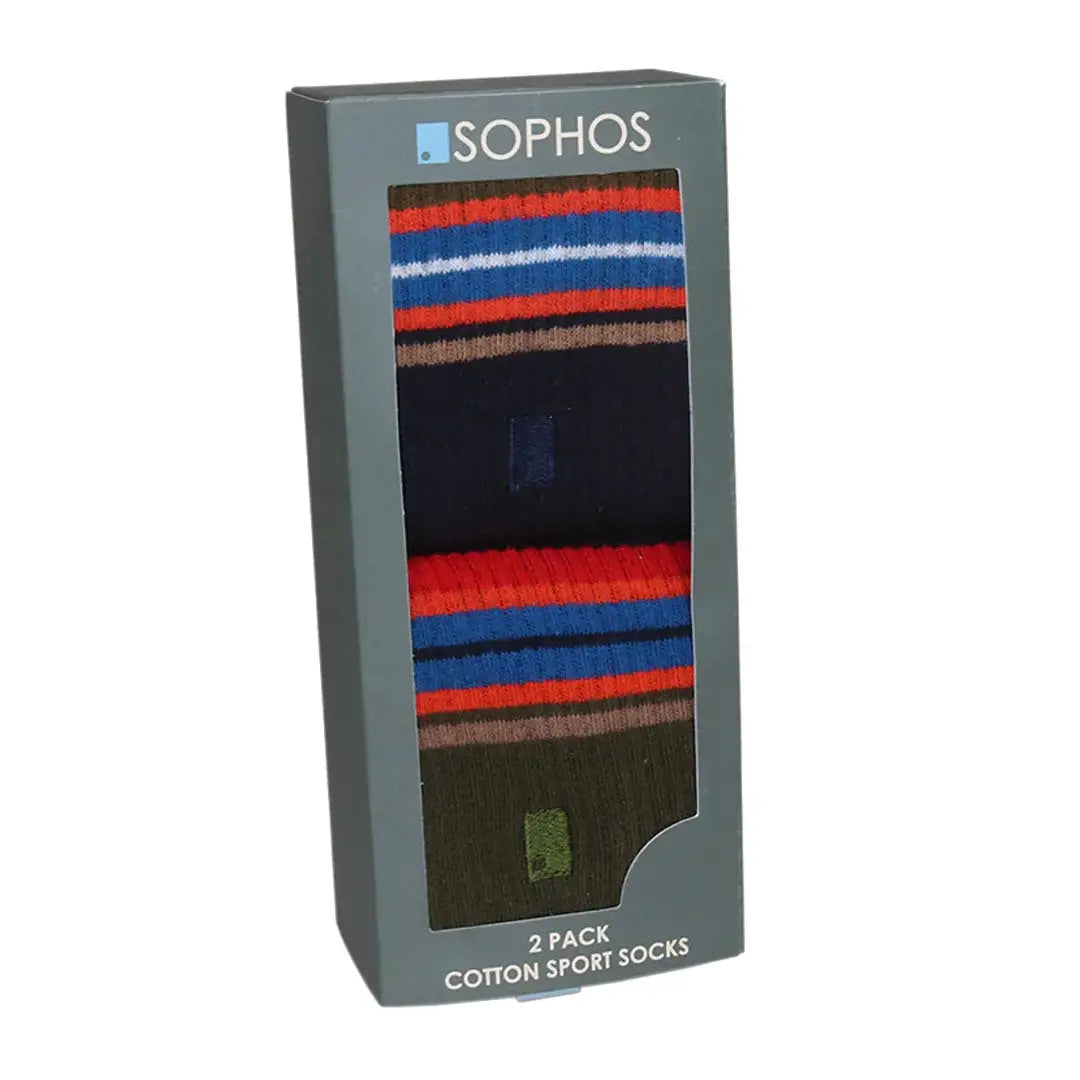 Sophos 2-pack cotton trail socks with stripes for outdoors hunting