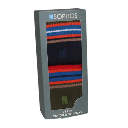 Sophos 2-pack cotton trail socks with stripes for outdoors hunting