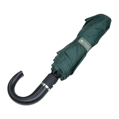 Sophos black leather handle umbrella with green canopy for outdoors hunting