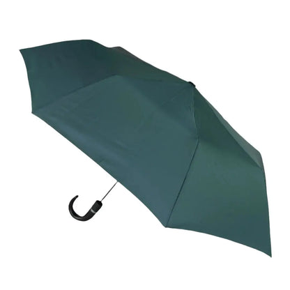 Sophos Auto Open green umbrella with black curved hook for outdoors hunting