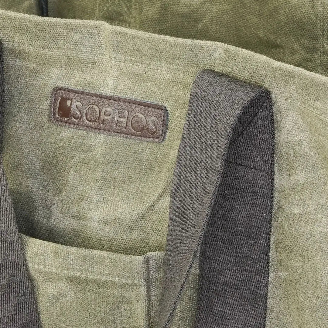 Sophos Canvas Garden Tote Bag in olive green with leather strap for outdoors