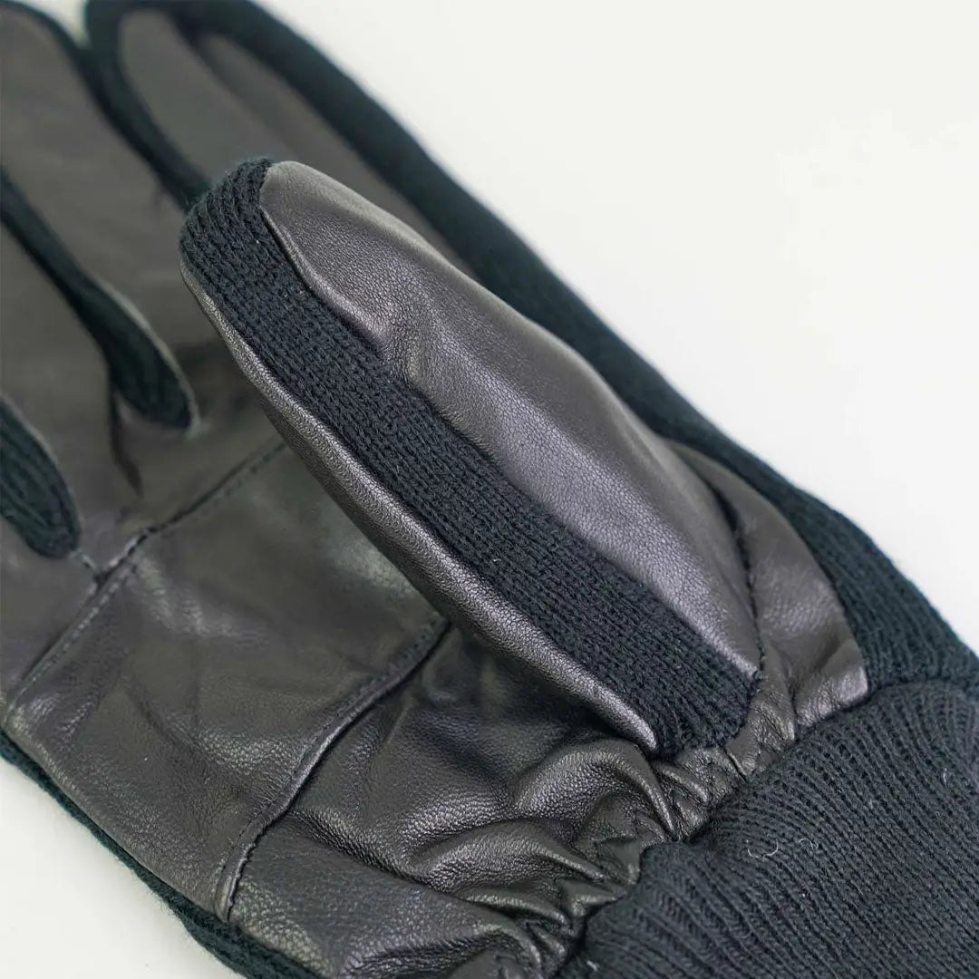 Sophos District Glove: black leather knit glove with elastic wristband