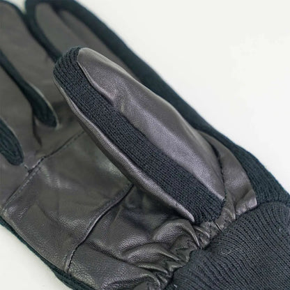 Sophos District Glove: black leather knit glove with elastic wristband
