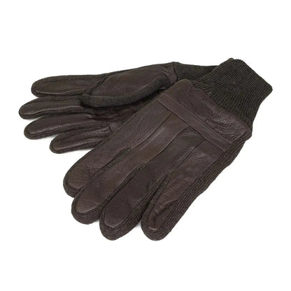 Brown leather Sophos District Glove with ribbed knit cuffs