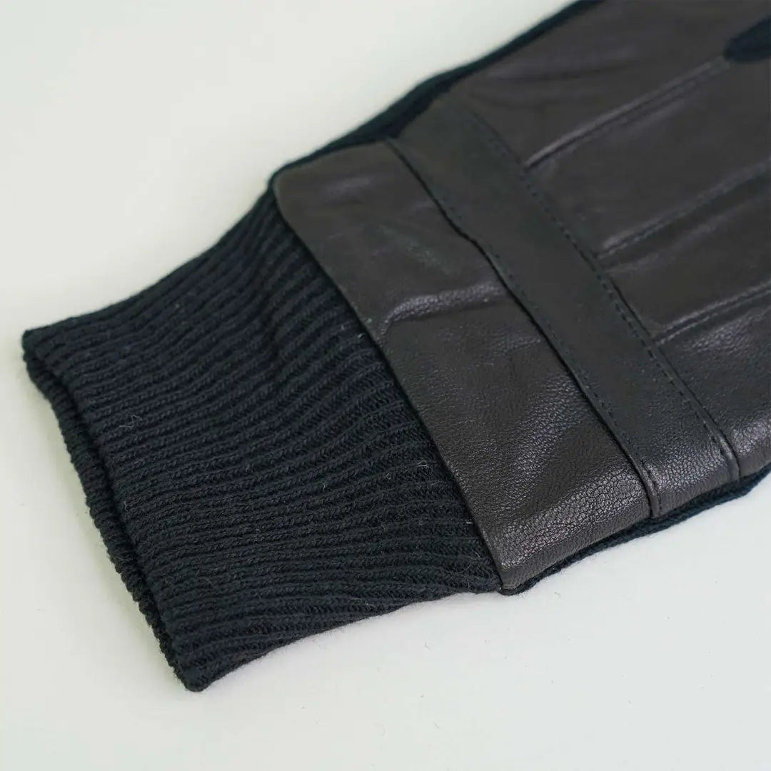 Sophos District Glove: black leather knit fingerless design