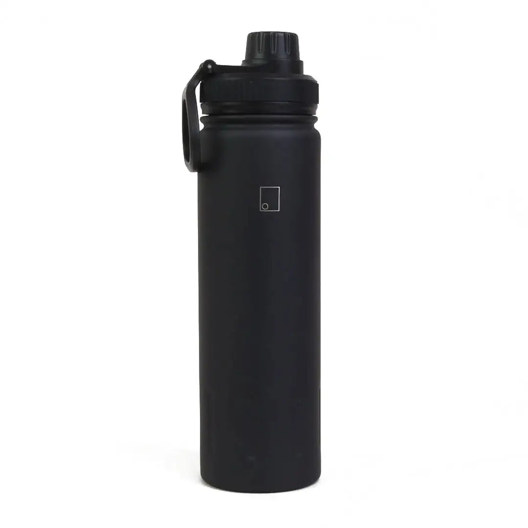 Black matte Sophos stainless steel bottle 650ml with flip-top and carabiner