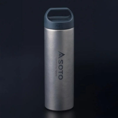 Gray metal Soto Aero Bottle 300ml with handle, featuring double-walled vacuum sealed design