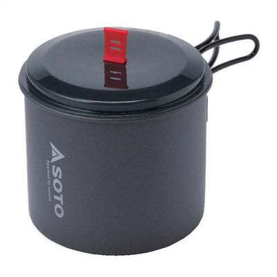 Gray camping pot with lid from Soto Amicus and New River Pot Combo for outdoor adventures
