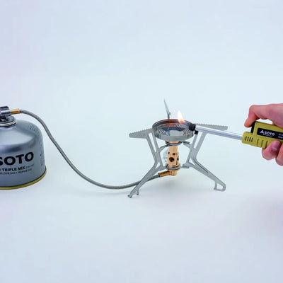 Portable Soto Fusion Trek camping stove with micro regulator and igniter for outdoor cooking