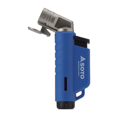Blue and silver Soto Micro Torch Horizontal for precise lighting and easy use