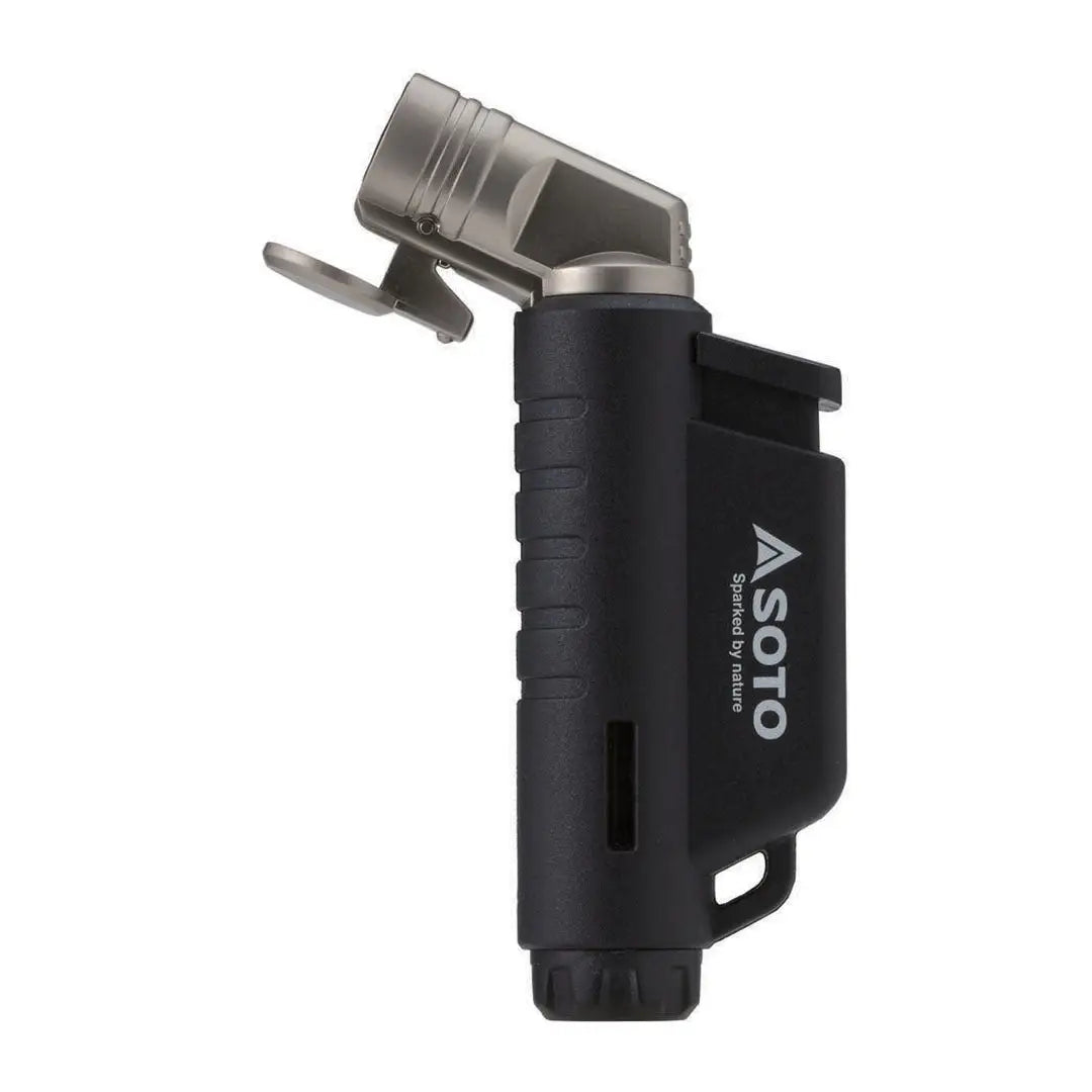 Black and silver Soto Micro Torch Horizontal lighter for precise lighting needs