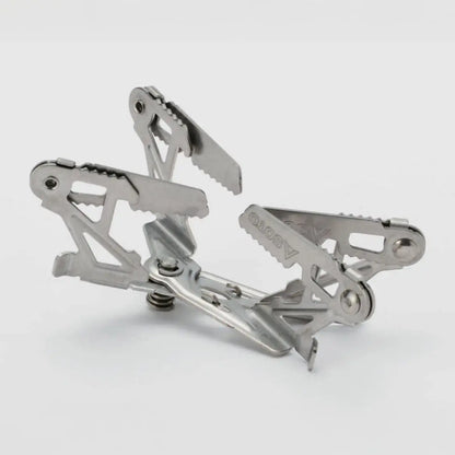 Silver metal pot stand for Soto Windmaster, perfect for outdoor cooking adventures