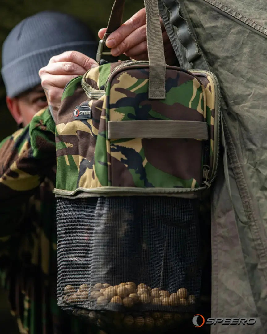 Camouflage Speero Air Dry Bag with mesh bottom for easy drainage and storage